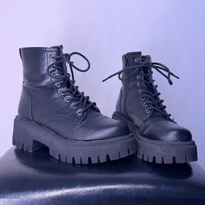 Madden Girl Black Platform Lace-Up Boots